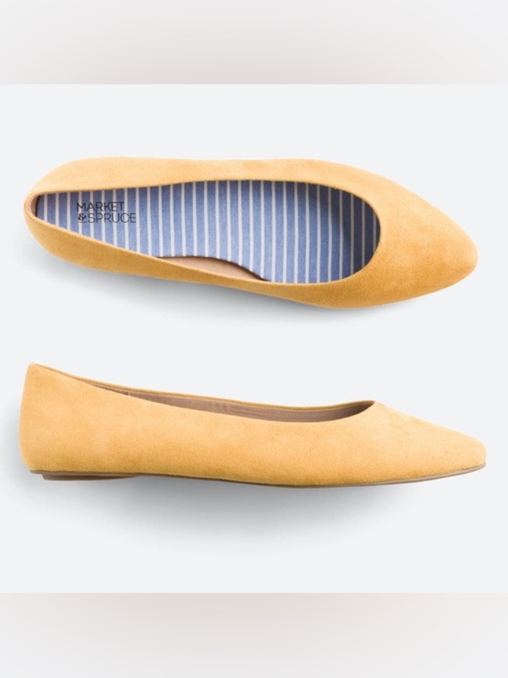 Market & Spruce Size 9 Mustard Suede Pointed Toe Ballet Flats